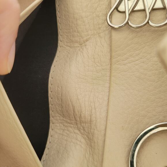 Balenciaga Logo 6 Key Ring Card Holder Wallet Case Leather Small Unisex Beige - Picture 5 of 13